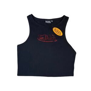 Von Dutch Classic Red Jeweled Crop Tank Tee NWT - XL